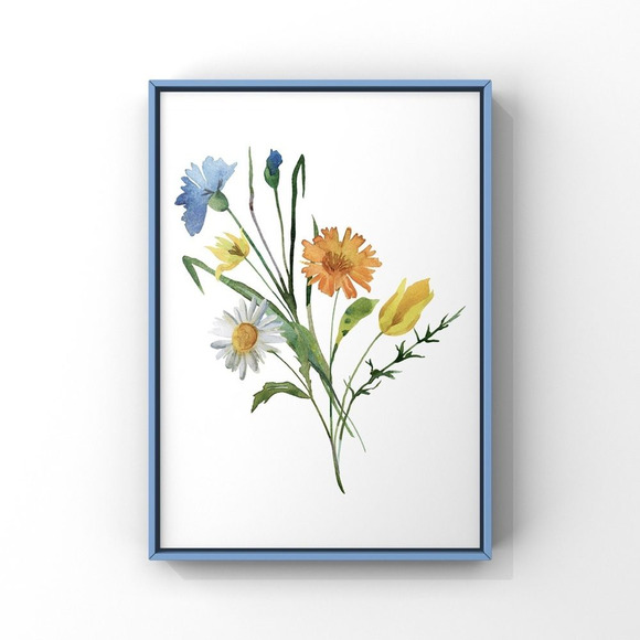 Watercolor Wildflowers Botanical Digital Art Print Set of Three - Picture 6 of 15